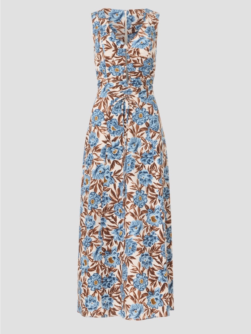 Madewell Tessa Cotton Poplin Sleeveless V-Neck Midi Dress Stonewash Blue 00 - Picture 3 of 10
